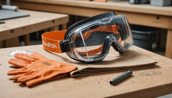 Lunettes, gants et masques pour travaux de ponçage